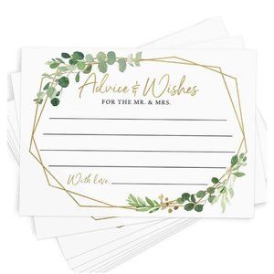 50 count Wedding Advice and Wishes Cards for the Mr & Mrs Greenery Decor Guest